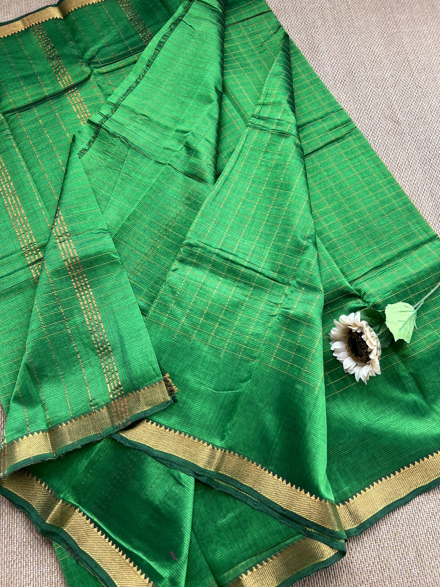 SALE !Pure Handloom Mangalagiri Semi Silk Cotton Saree