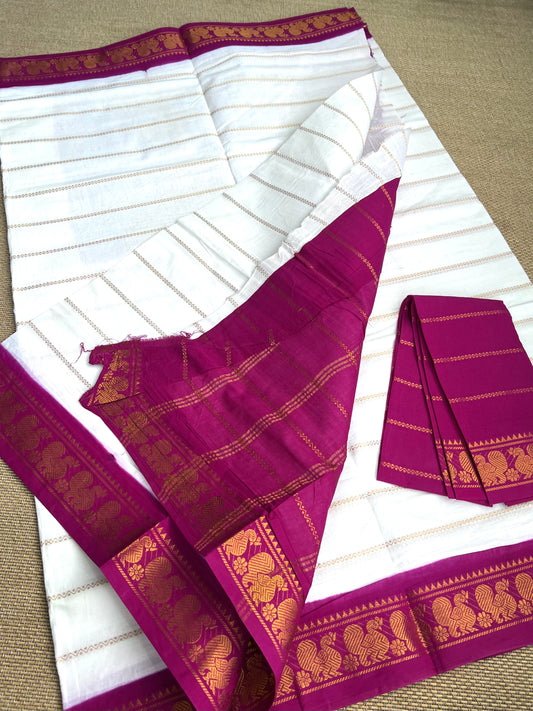 Madurai Sungudi  Velthaari saree with zari Border