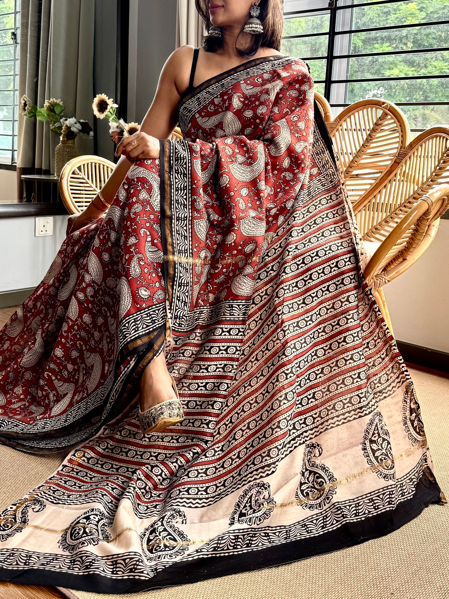Block print on silk cotton saree
