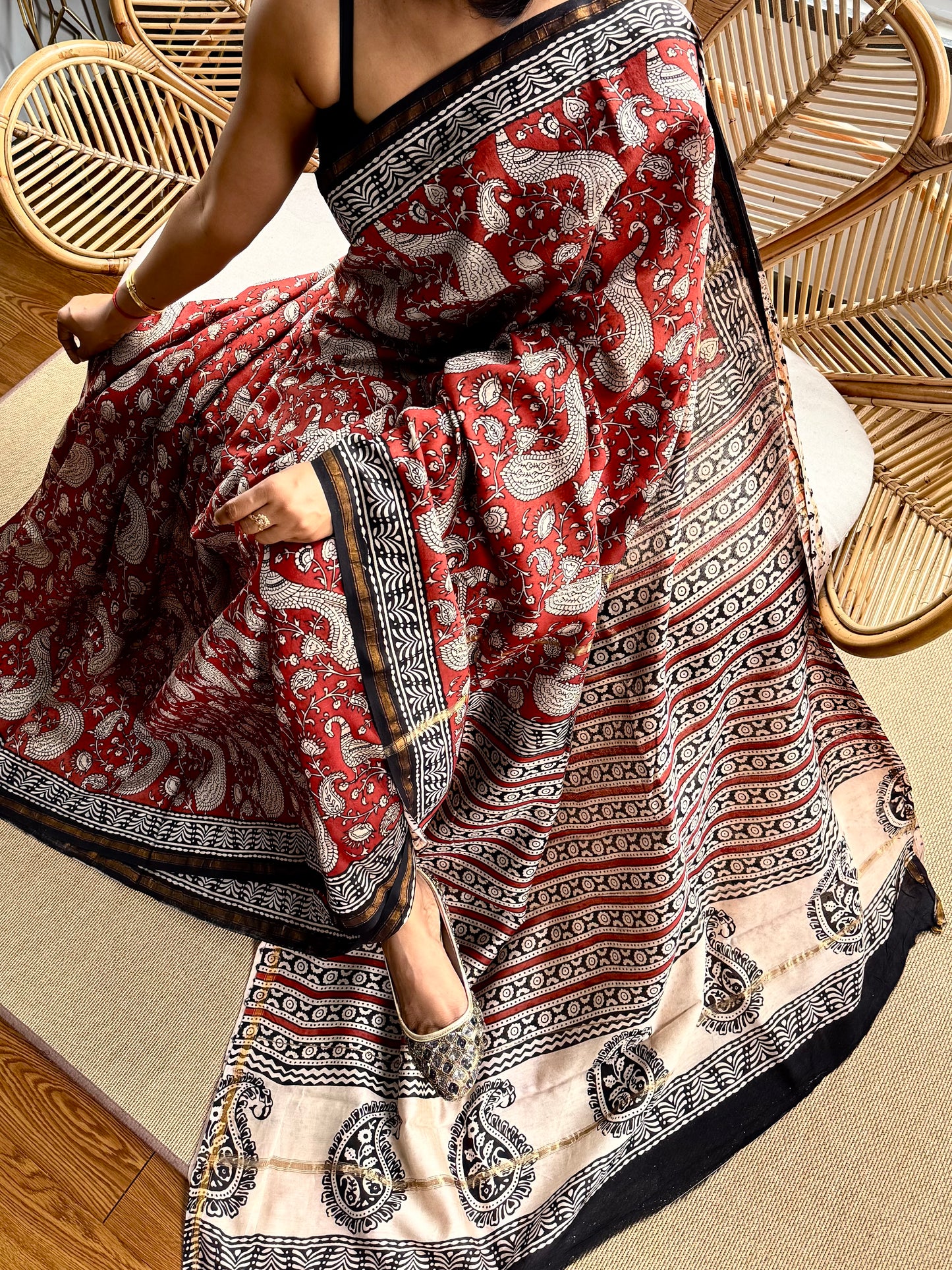 Block print on silk cotton saree