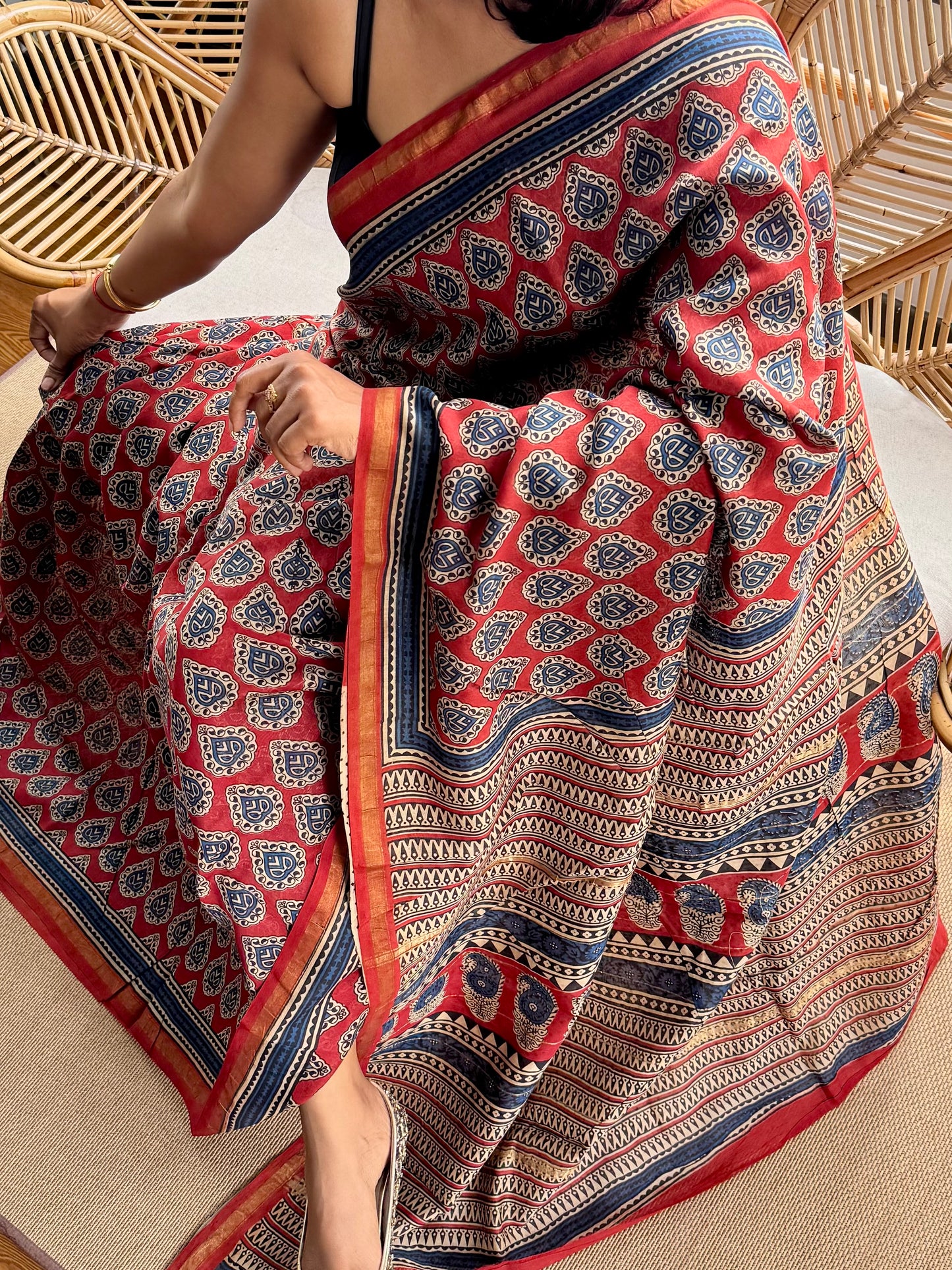 Block print on silk cotton saree