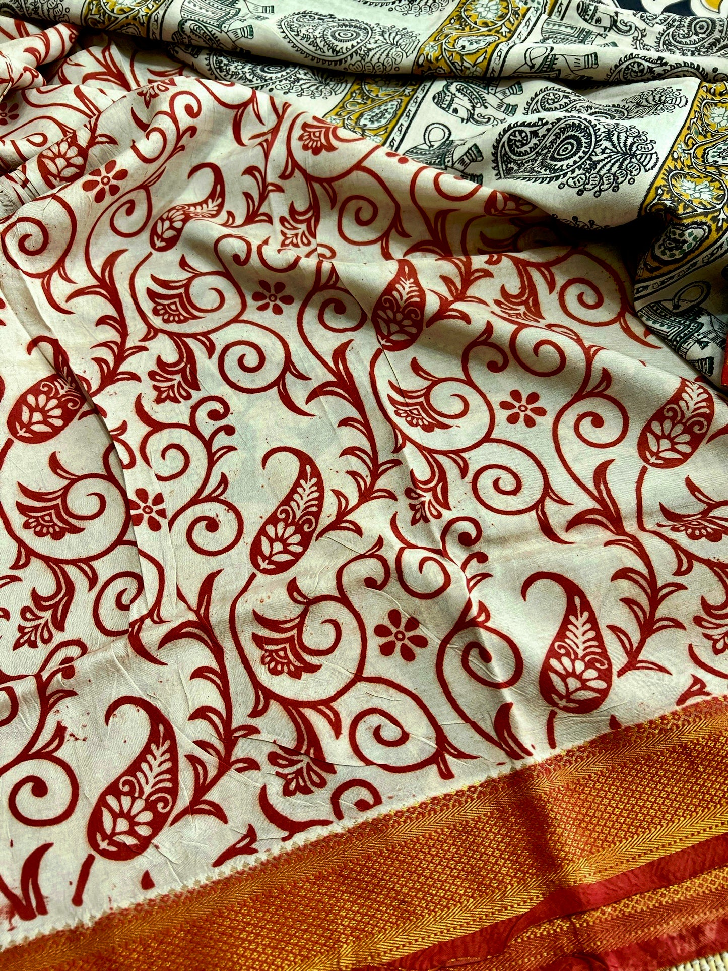 Nellore Silk Kalamkari Print Saree with Nizam Border