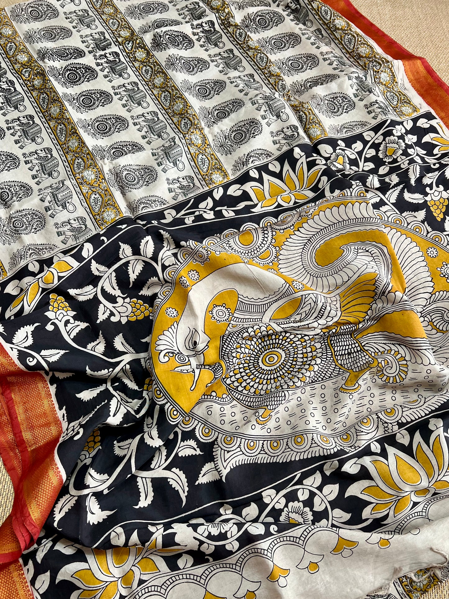 Nellore Silk Kalamkari Print Saree with Nizam Border