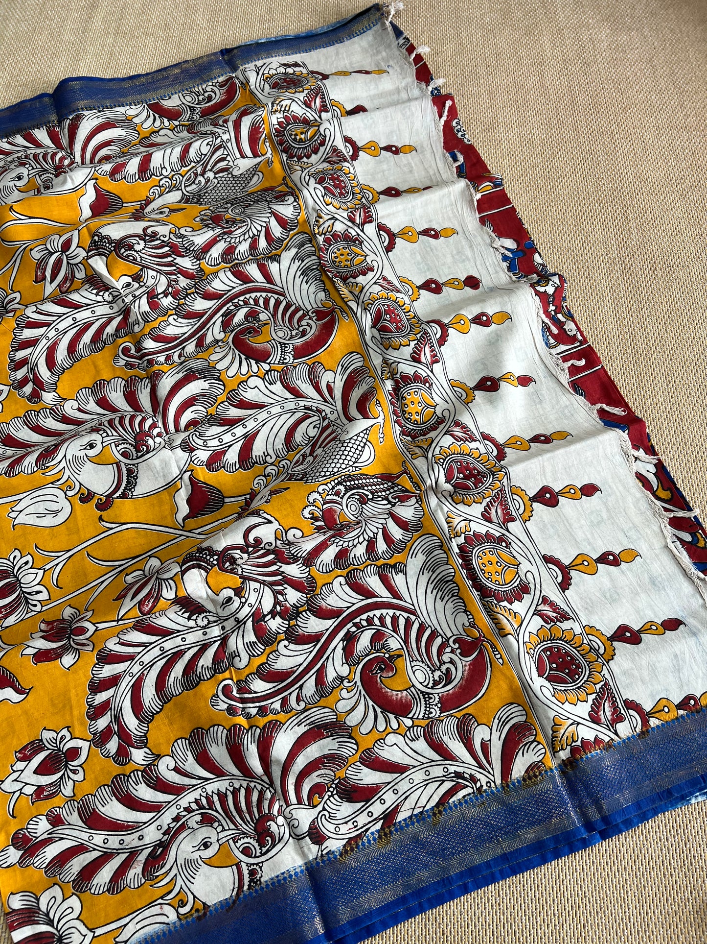 Nellore Silk Kalamkari Print Saree with Nizam Border