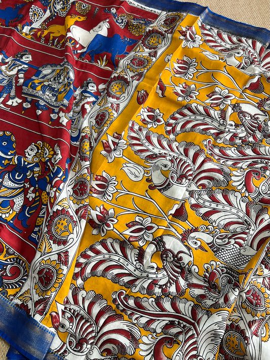 Nellore Silk Kalamkari Print Saree with Nizam Border