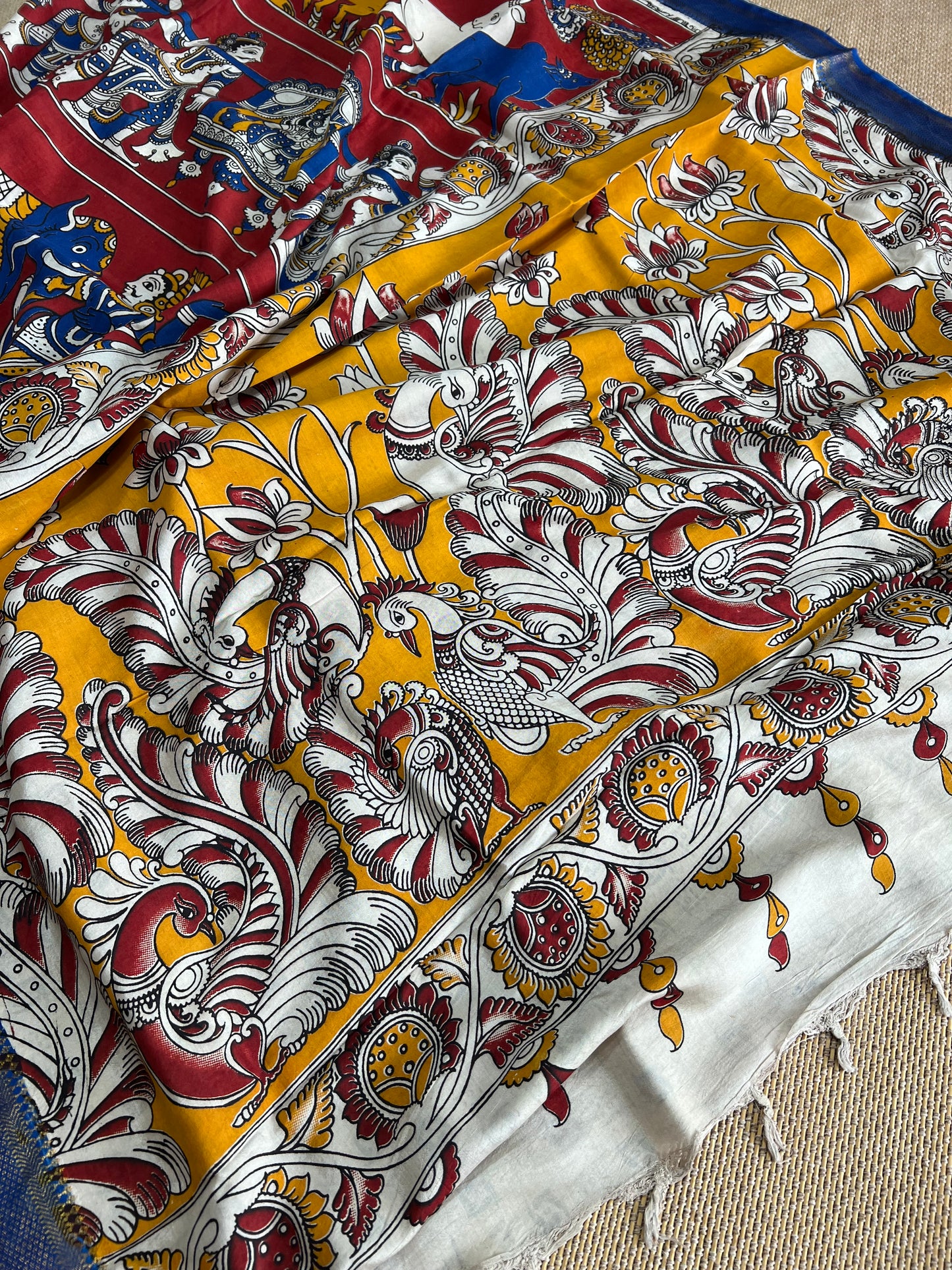 Nellore Silk Kalamkari Print Saree with Nizam Border