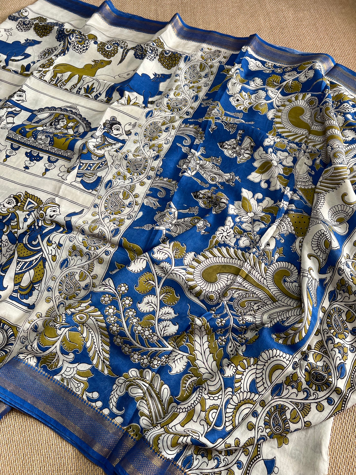 Nellore Silk Kalamkari Print Saree with Nizam Border