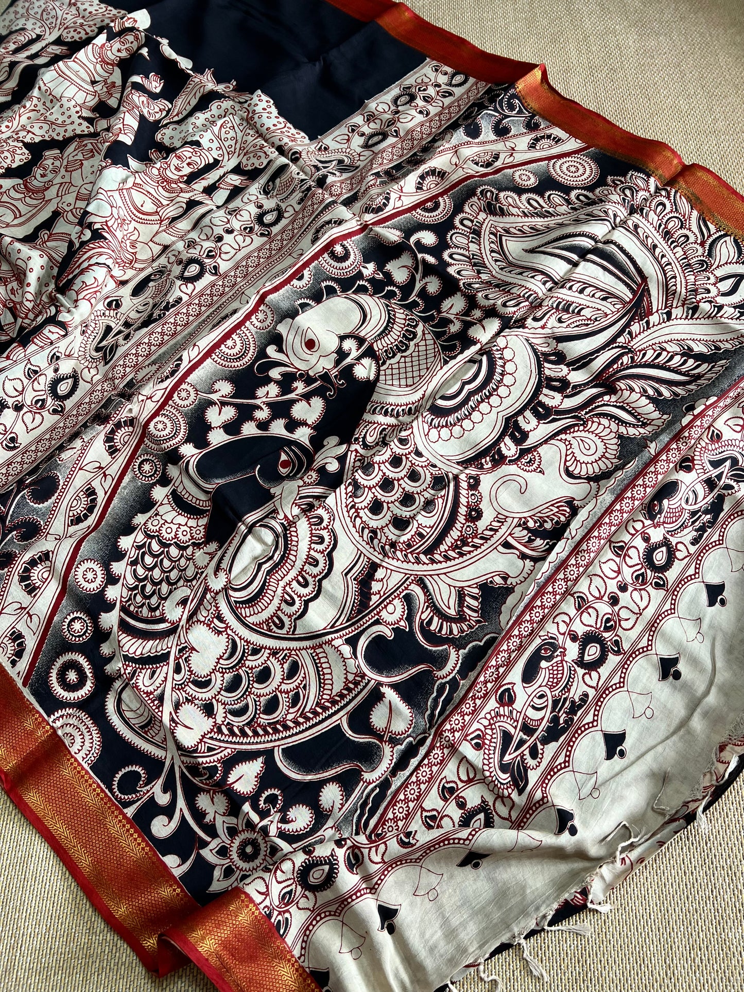 Nellore Silk Kalamkari Print Saree with Nizam Border