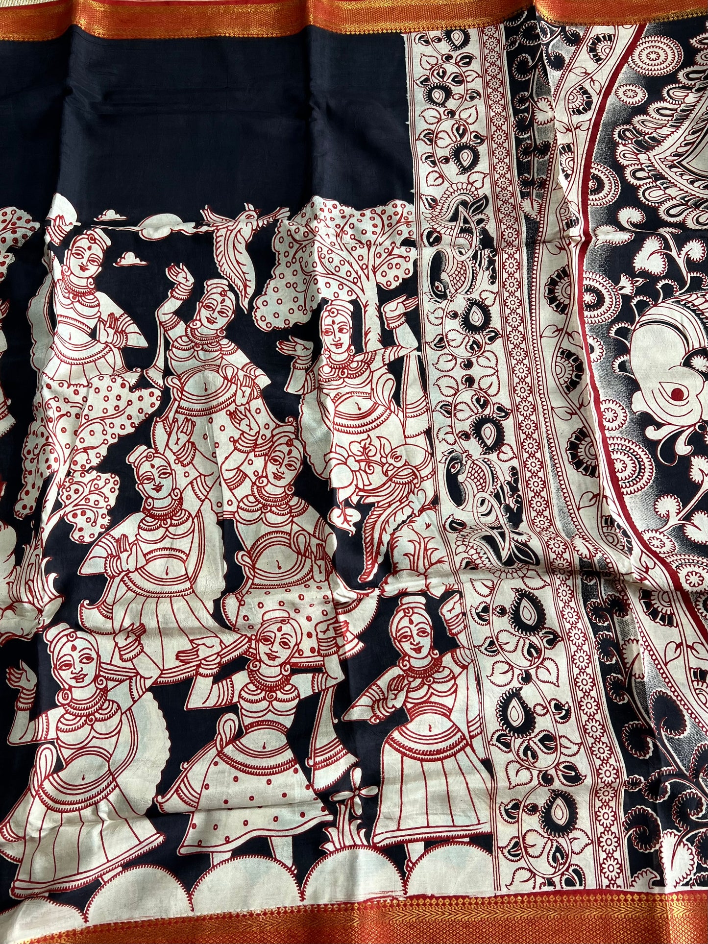 Nellore Silk Kalamkari Print Saree with Nizam Border