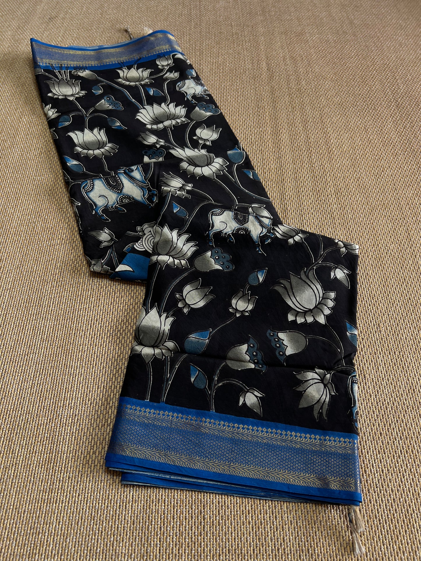 Nellore Silk Kalamkari Print Saree with Nizam Border