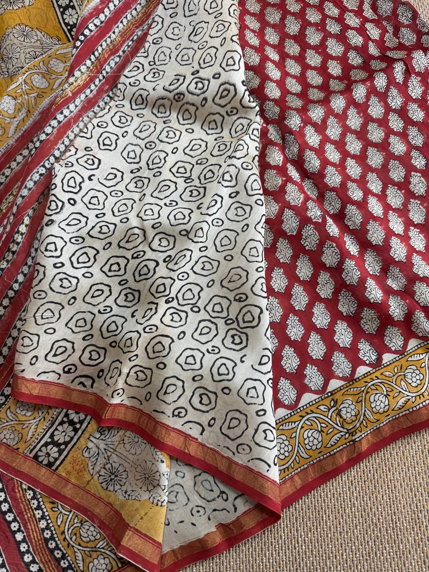 Block print on silk cotton saree