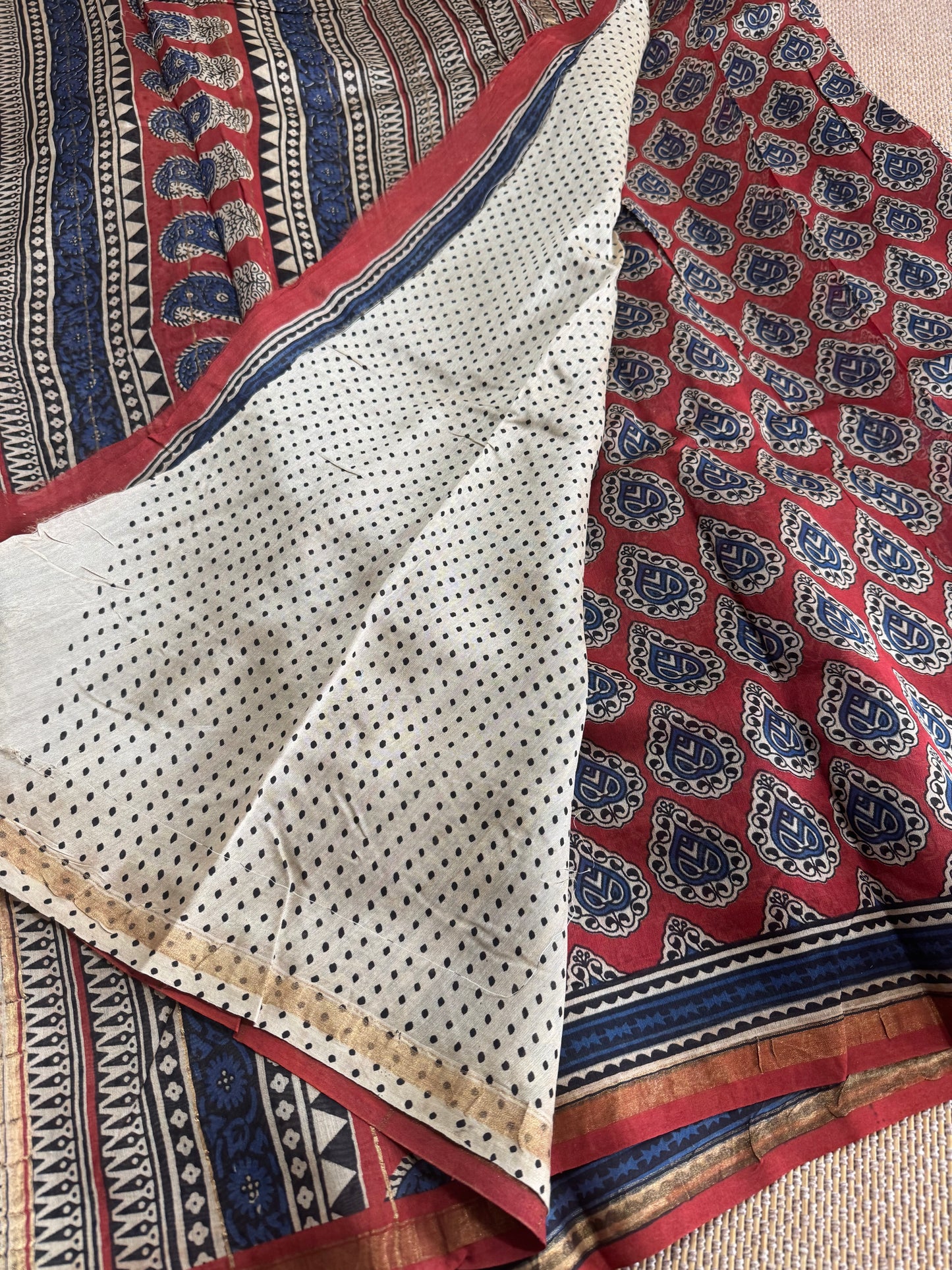 Block print on silk cotton saree
