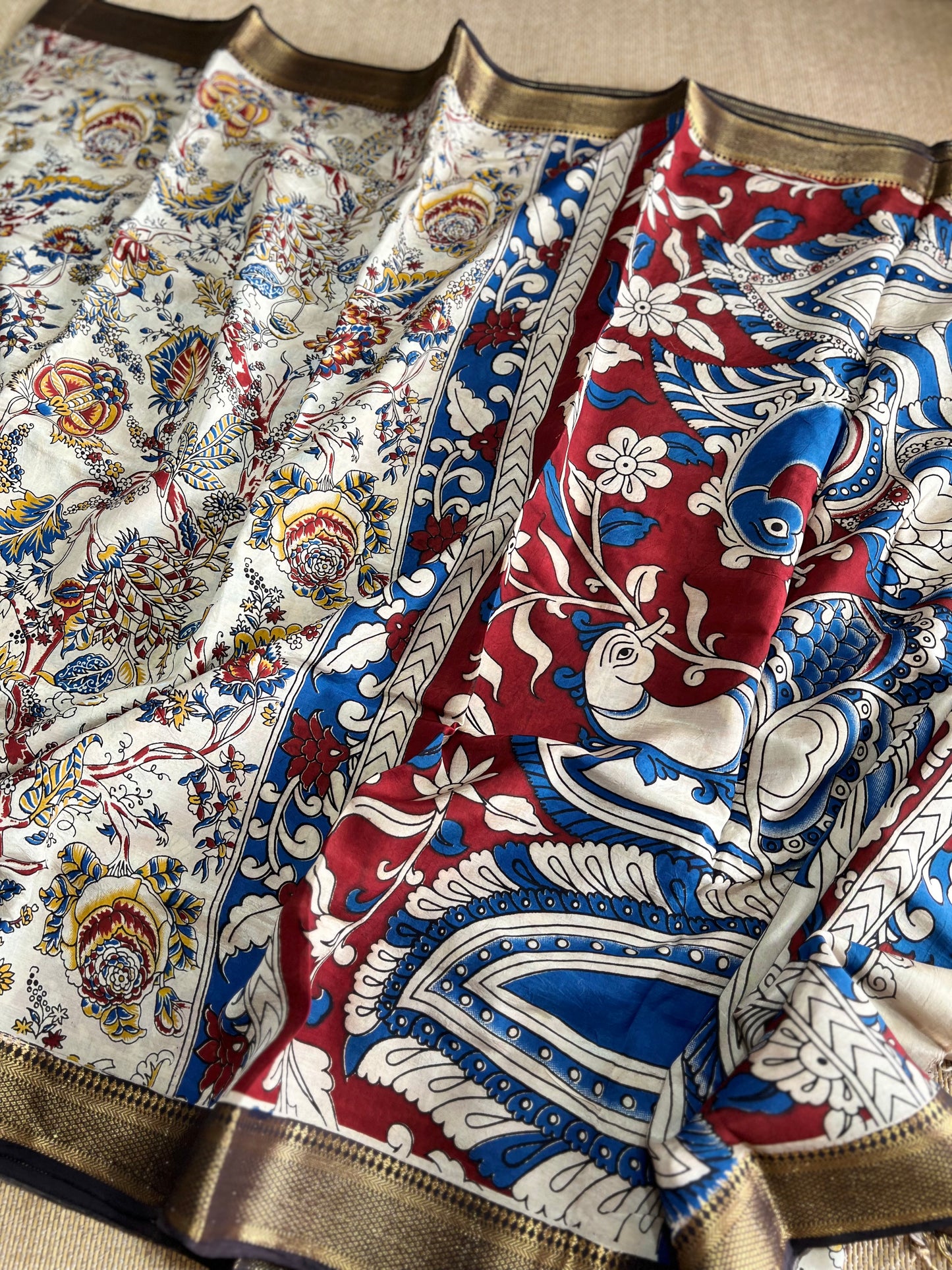 Nellore Silk Kalamkari Print Saree with Nizam Border