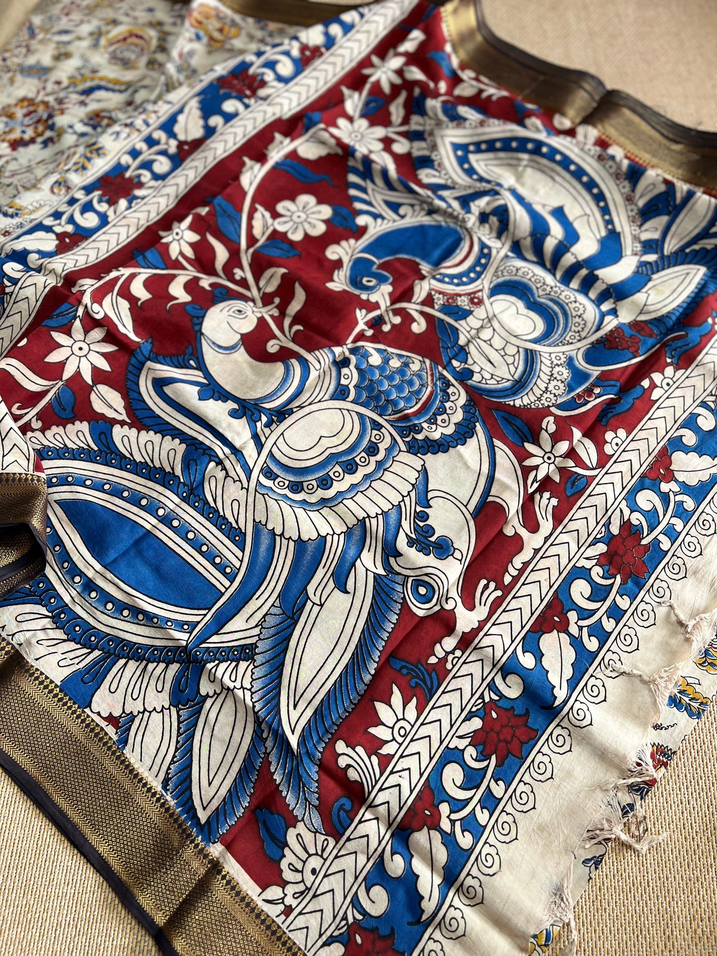 Nellore Silk Kalamkari Print Saree with Nizam Border