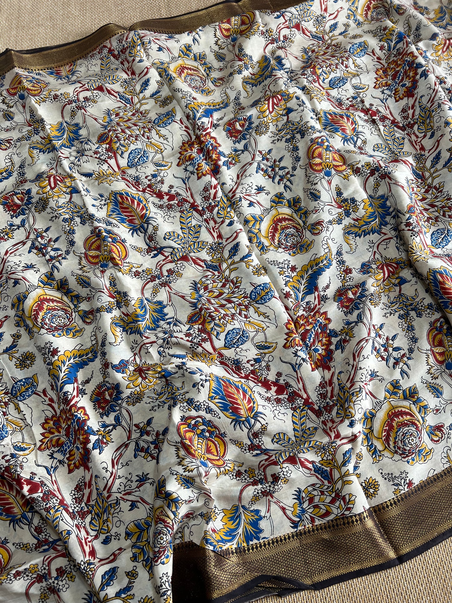 Nellore Silk Kalamkari Print Saree with Nizam Border