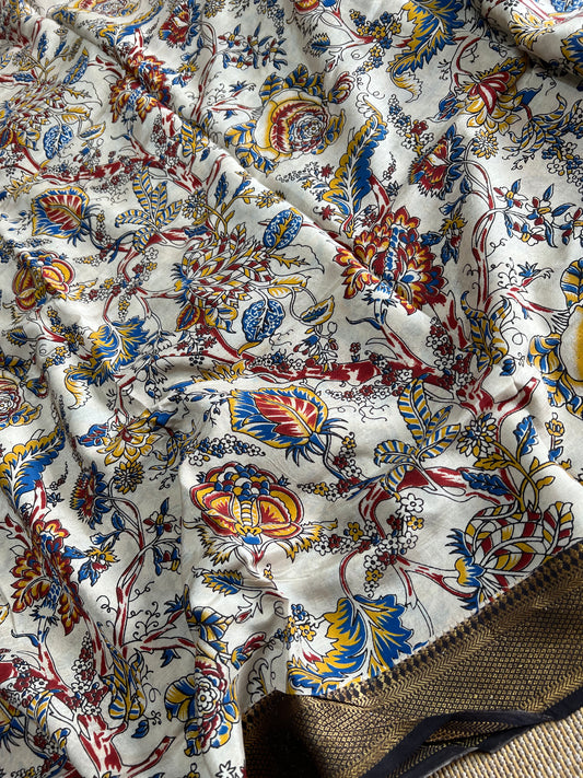 Nellore Silk Kalamkari Print Saree with Nizam Border