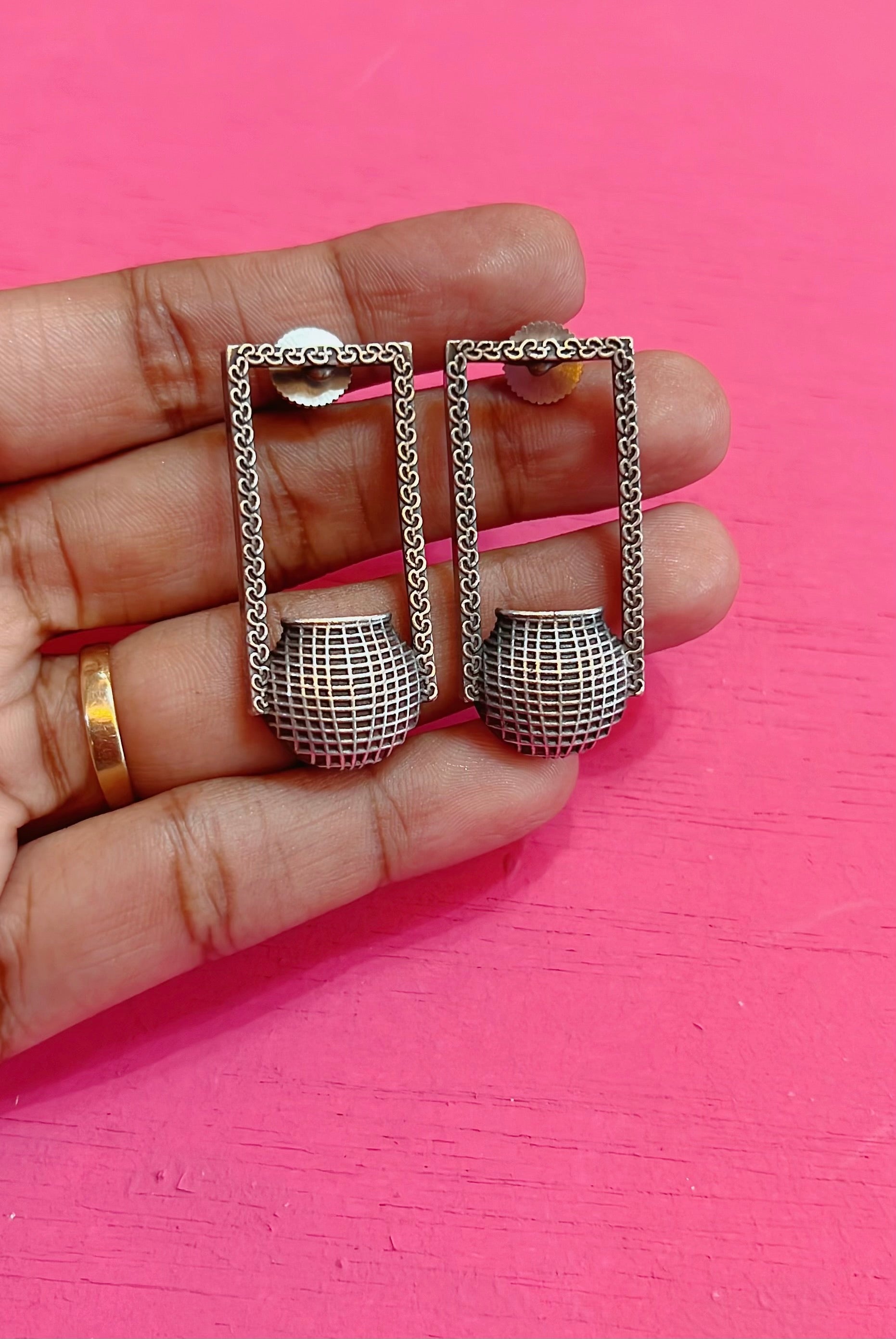 Oxidized silver earrings