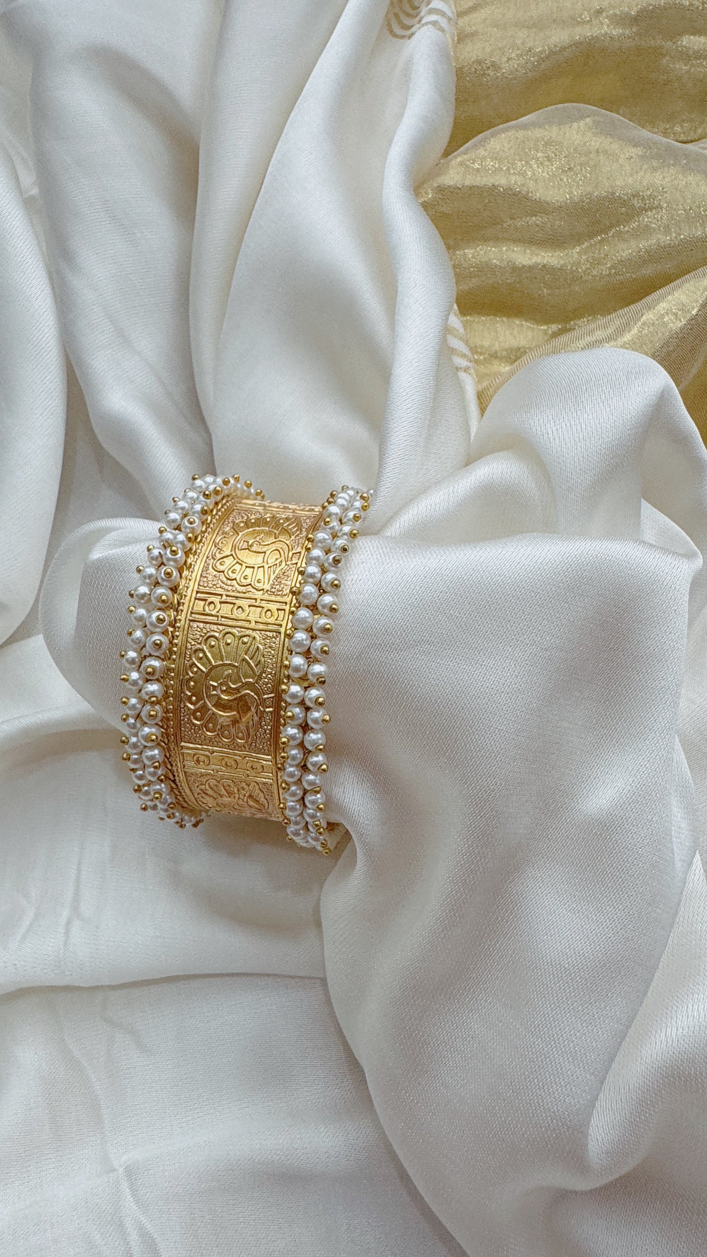 Grand hand cuff with Pearls and Gold ,So Regal