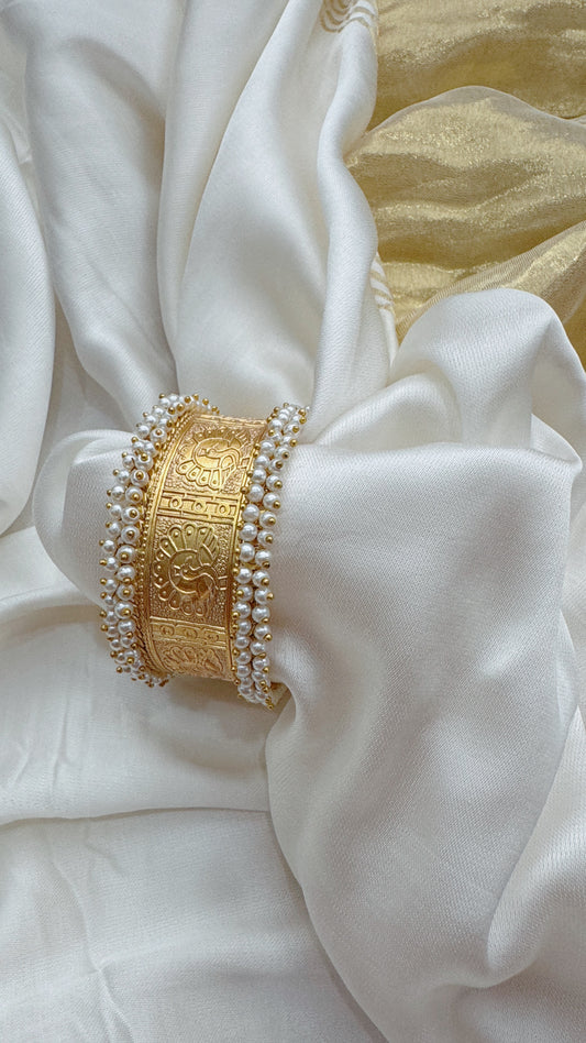 Grand hand cuff with Pearls and Gold ,So Regal