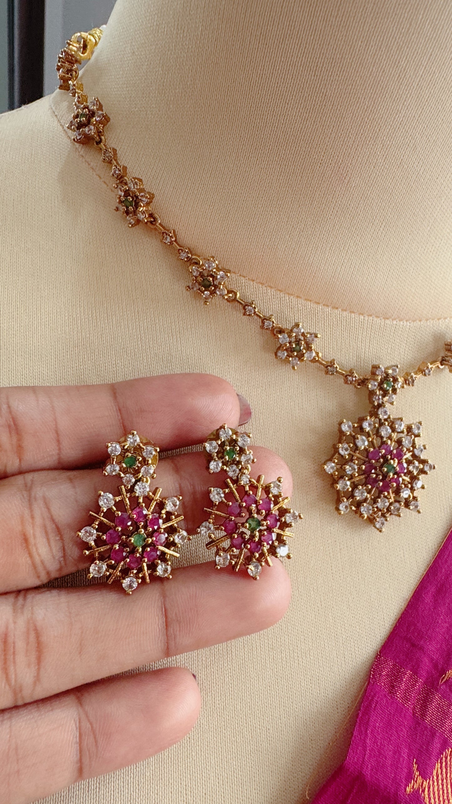 Gorgeous  stone studded necklace set