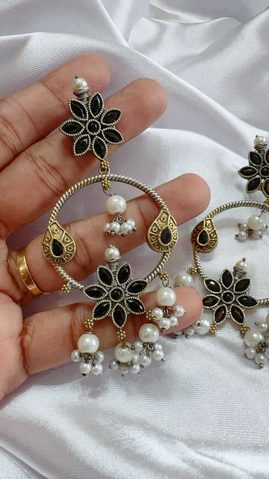 Oxidized silver  designer earrings