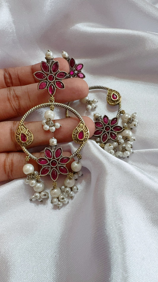 Oxidized silver  designer earrings