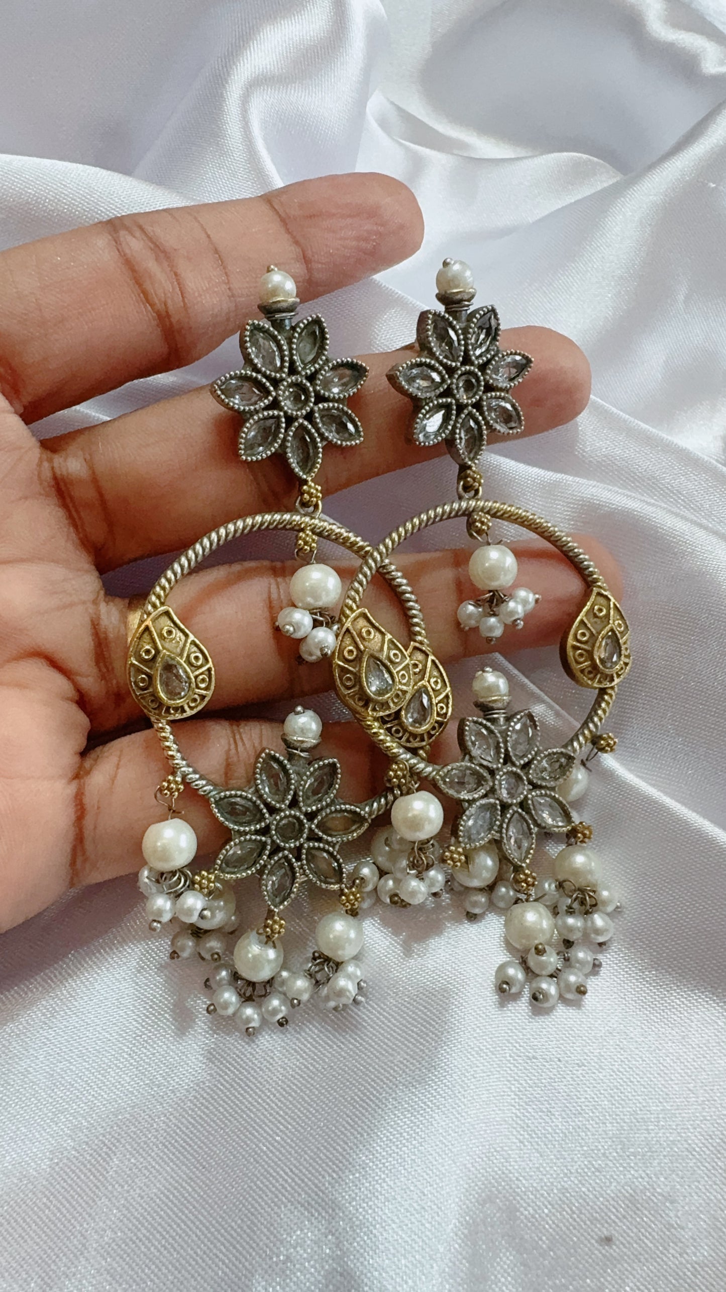 Oxidized silver  designer earrings