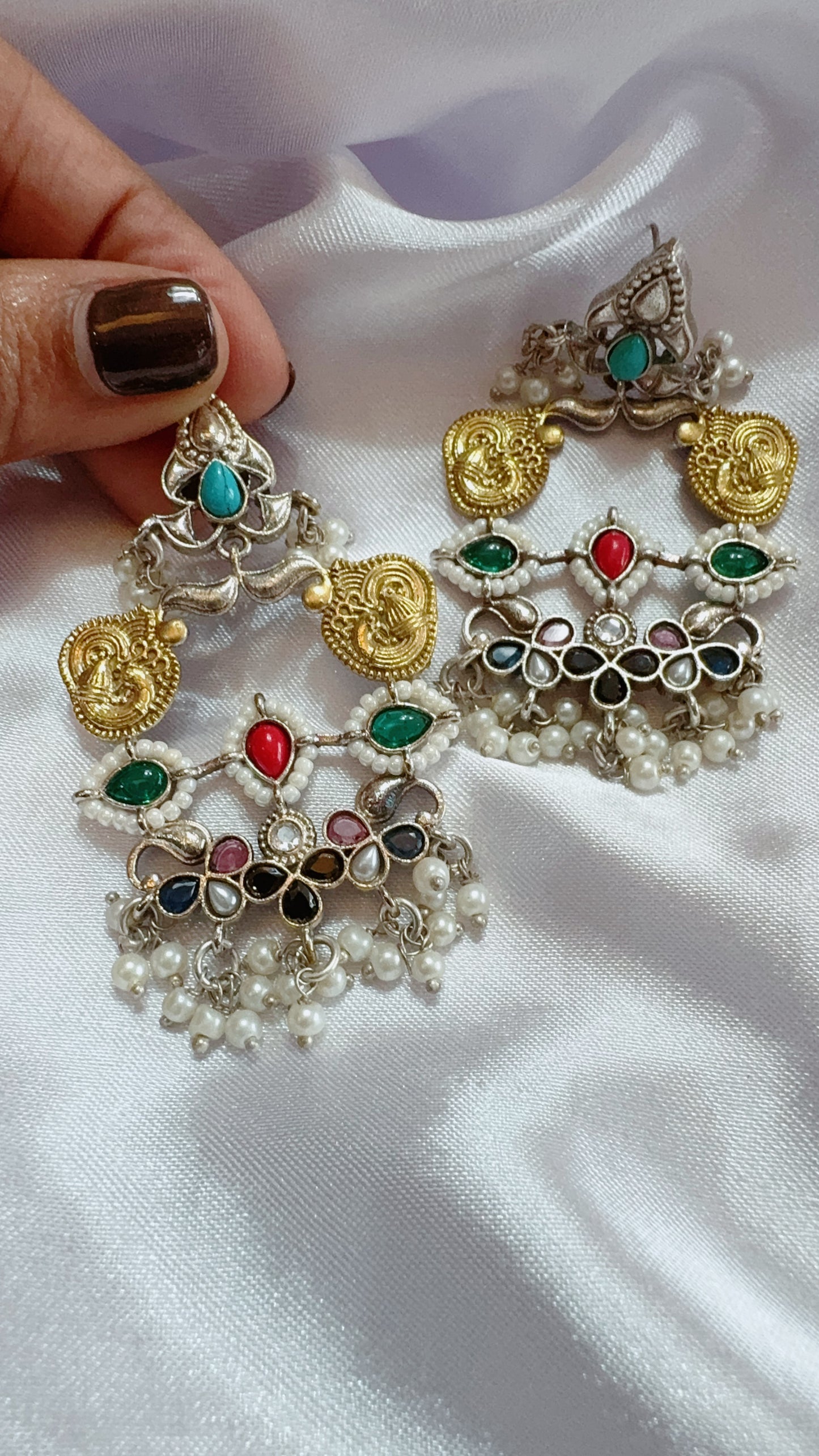 Oxidized silver  designer earrings