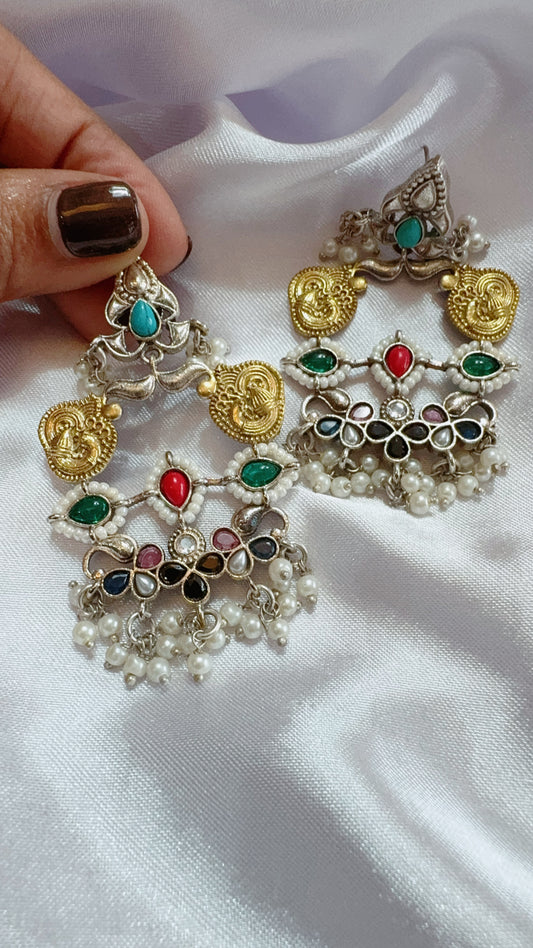 Oxidized silver  designer earrings
