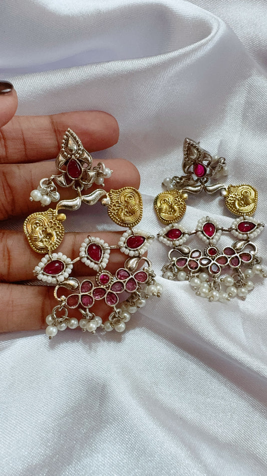 Oxidized silver  designer earrings