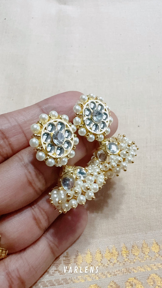 White Polish Real Kemp Earring