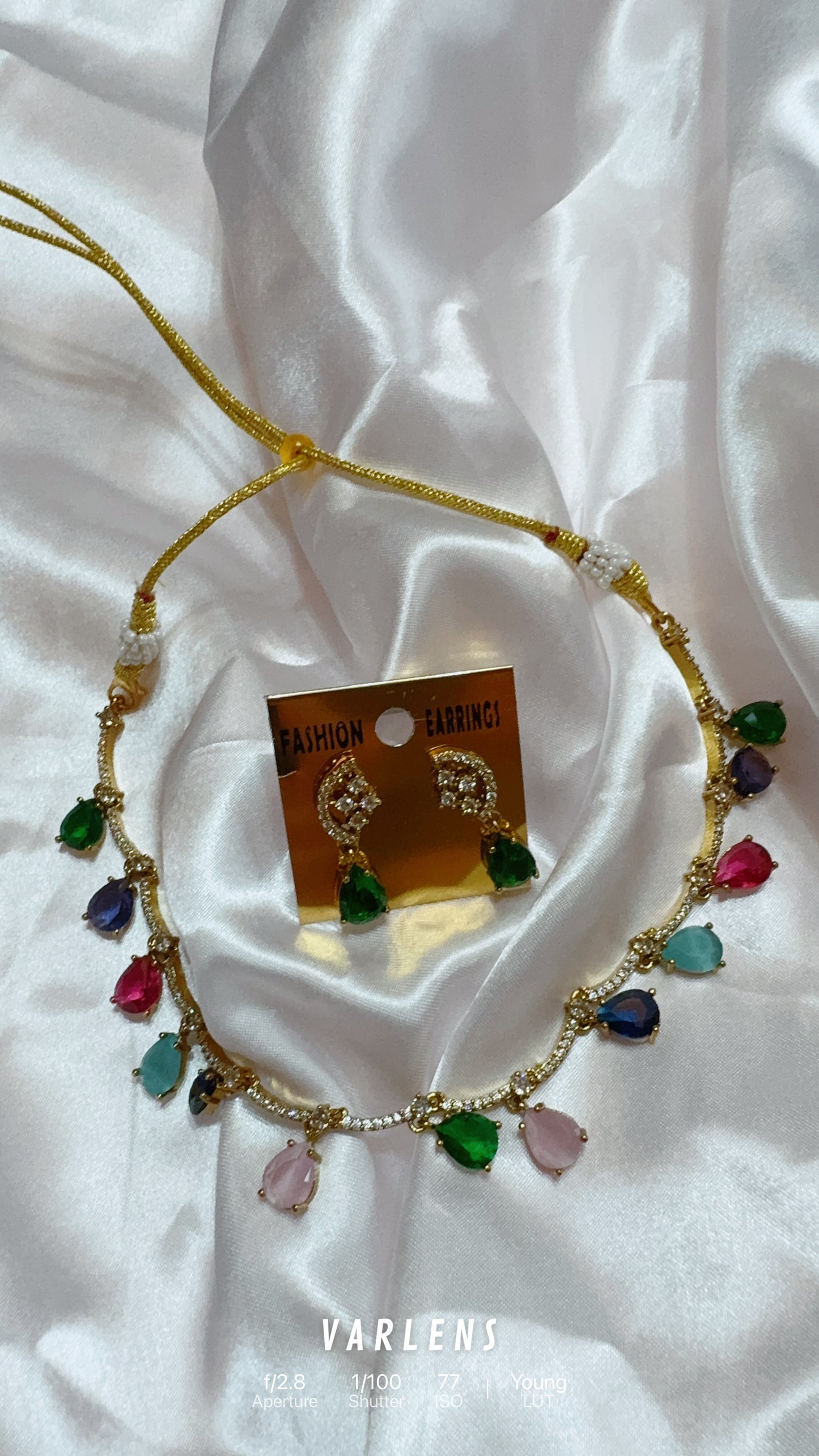 MULTICOLOUR - Hanging tear - Trending stylish and minimal elegant neckwear with earrings