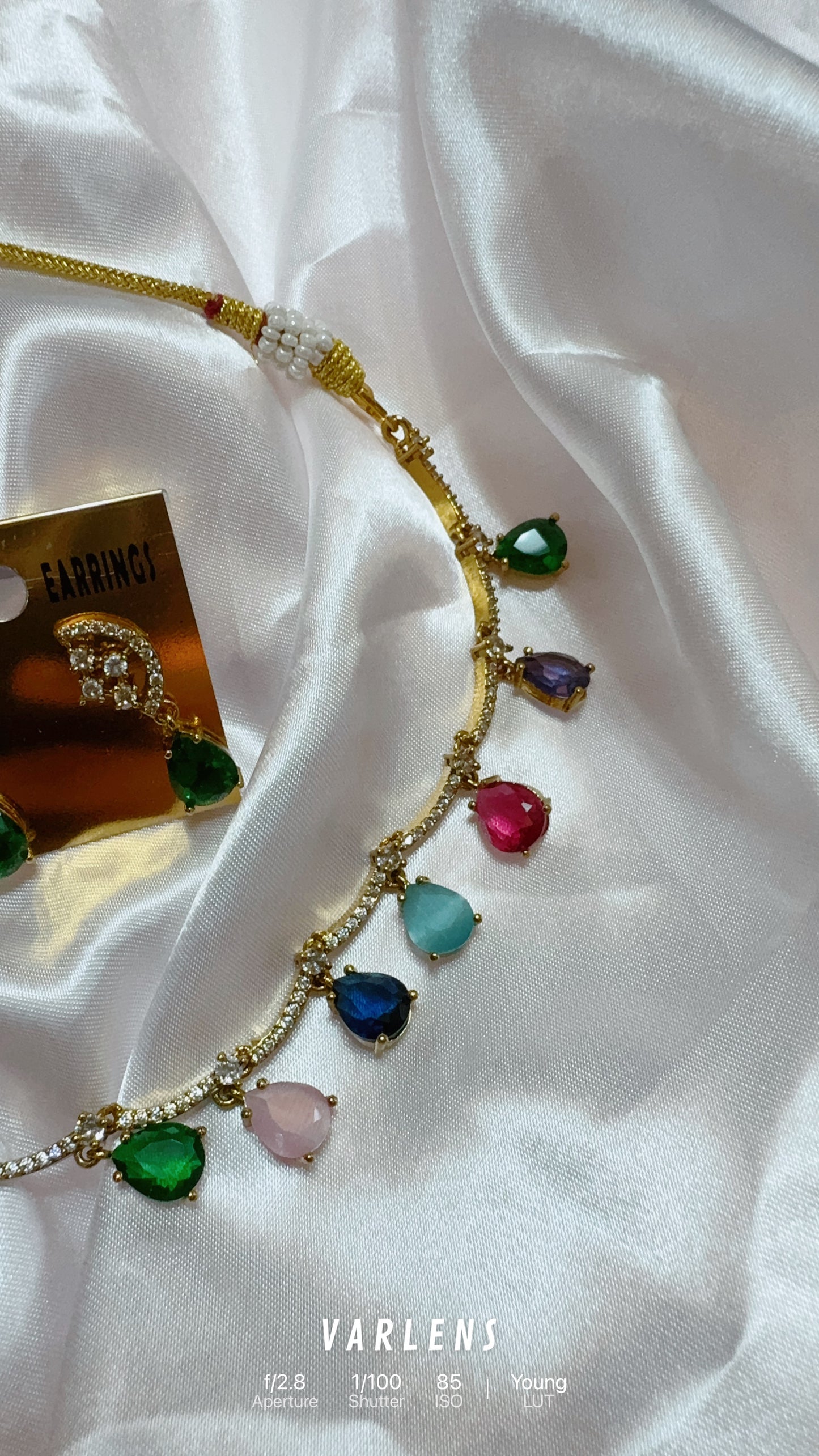 MULTICOLOUR - Hanging tear - Trending stylish and minimal elegant neckwear with earrings