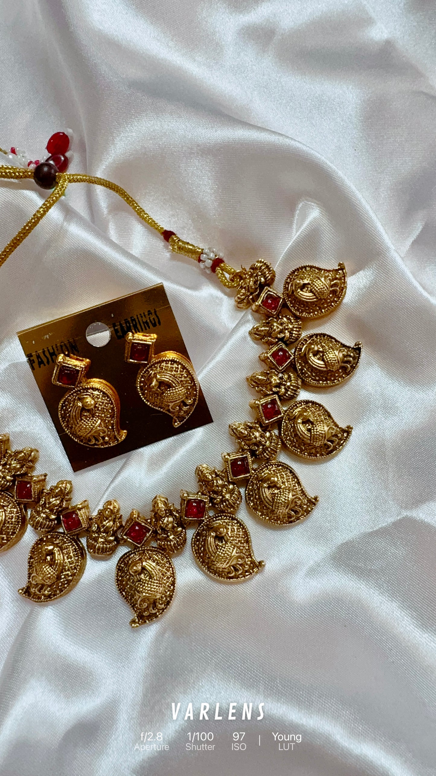 RUBY HOT SELLING MANGO PEACOCK Traditional south indian NORMAL MATTE neckwear with earrings-