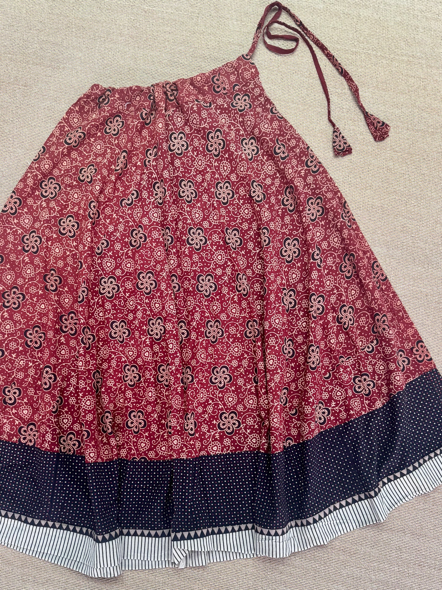 Patch work  Ajrakh  flair Skirt