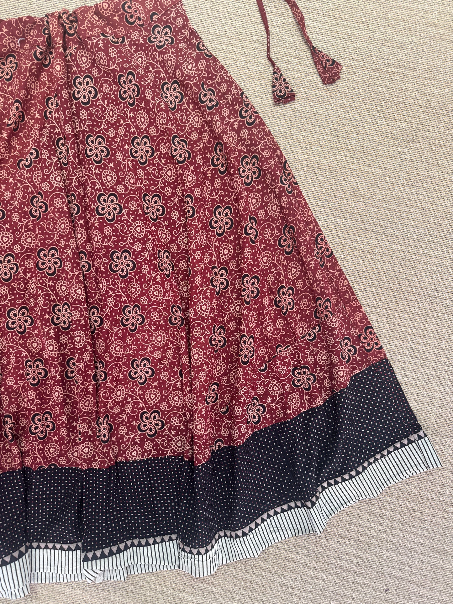 Patch work  Ajrakh  flair Skirt