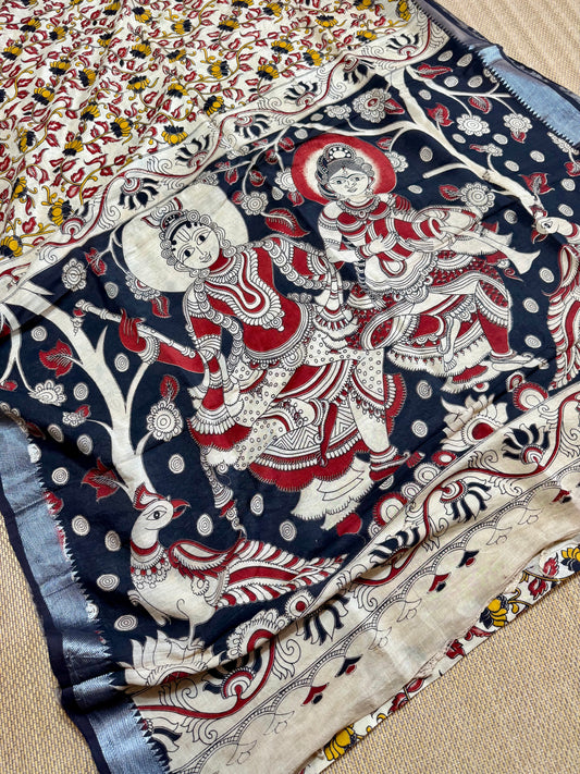 Nellore Silk Kalamkari Print Saree with Nizam Border