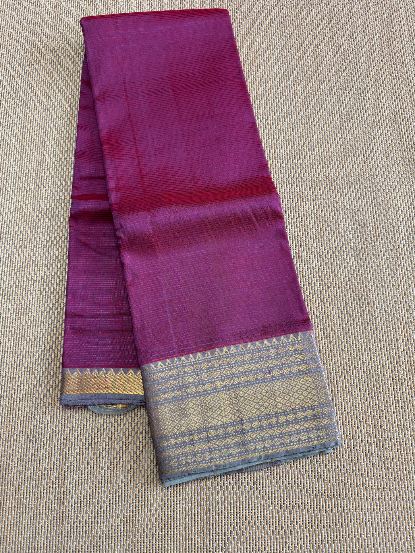 Pure Handloom Mangalagiri Semi pattu by cotton saree with 50/150K gold border