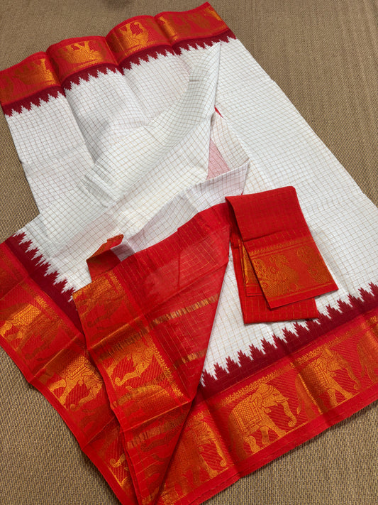 Traditional  Border :  Madurai Zari Kattam Saree