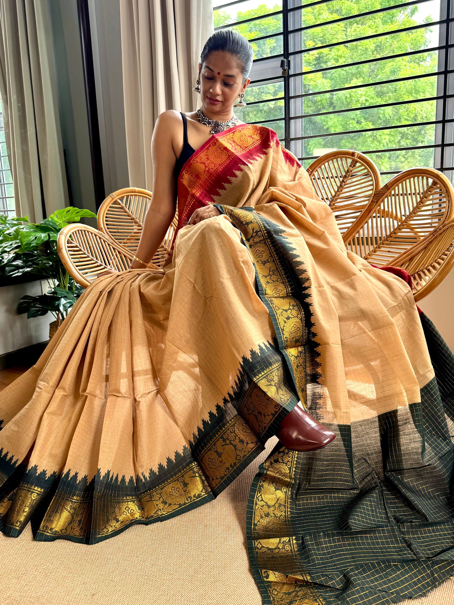 Traditional  ganga JAMUNA Border :  Madurai saree