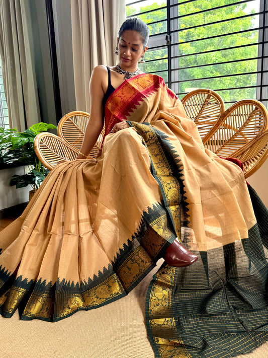 Traditional  ganga JAMUNA Border :  Madurai saree