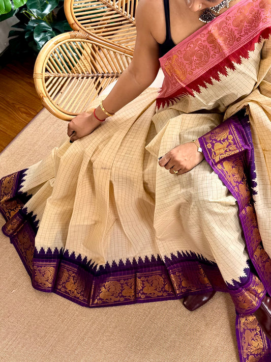 Traditional  ganga JAMUNA Border :  Madurai saree