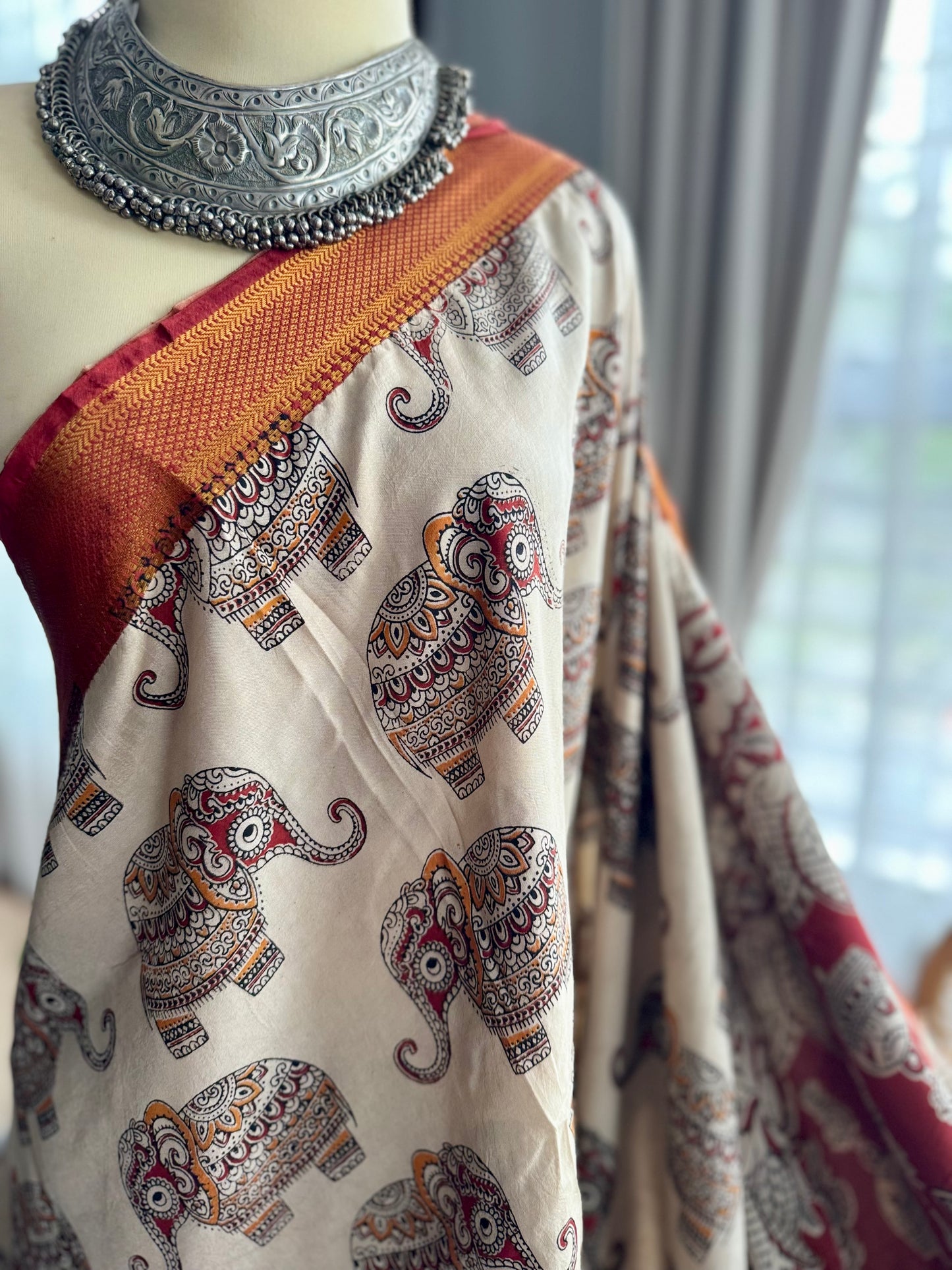 Nellore Silk Kalamkari Print Saree