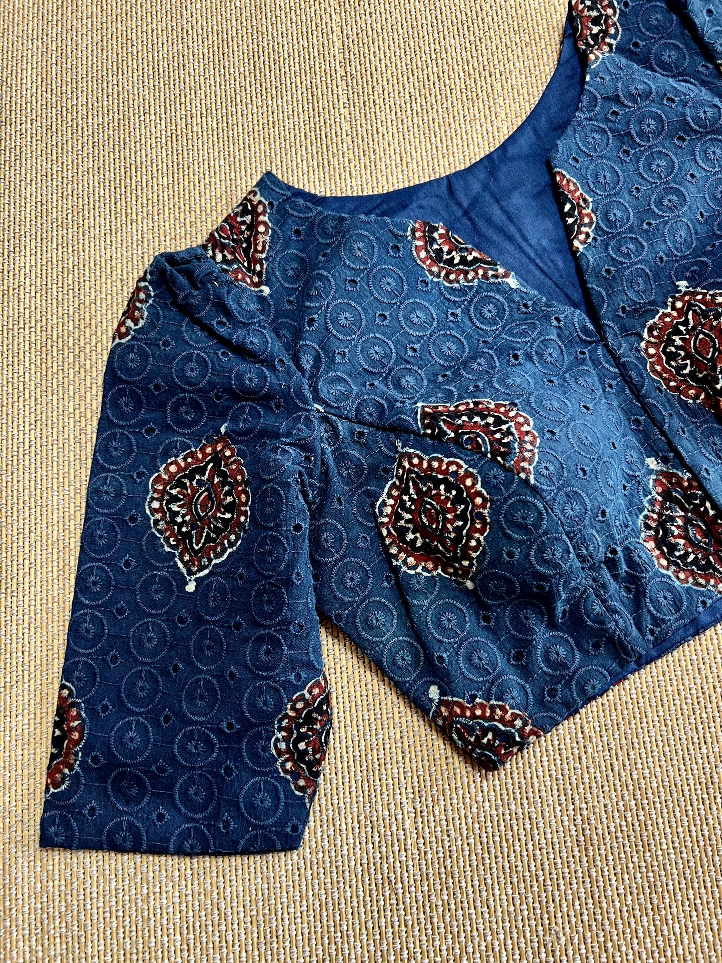 Hakoba cotton ajrakh ready made blouse