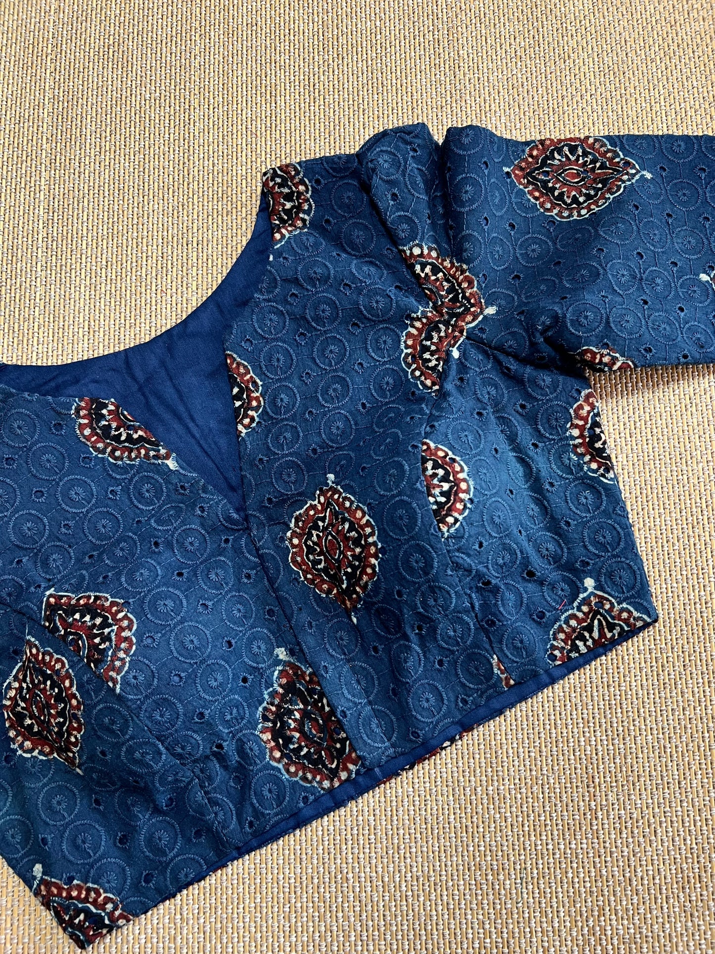 Hakoba cotton ajrakh ready made blouse