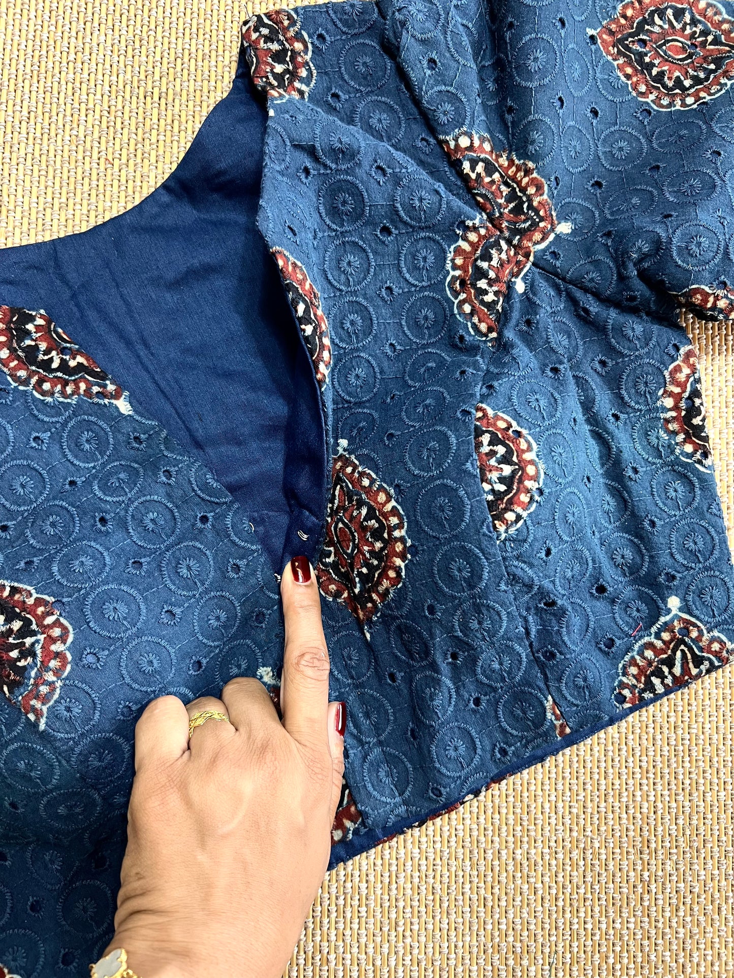 Hakoba cotton ajrakh ready made blouse