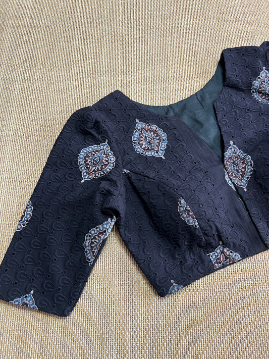 Hakoba cotton ajrakh ready made blouse