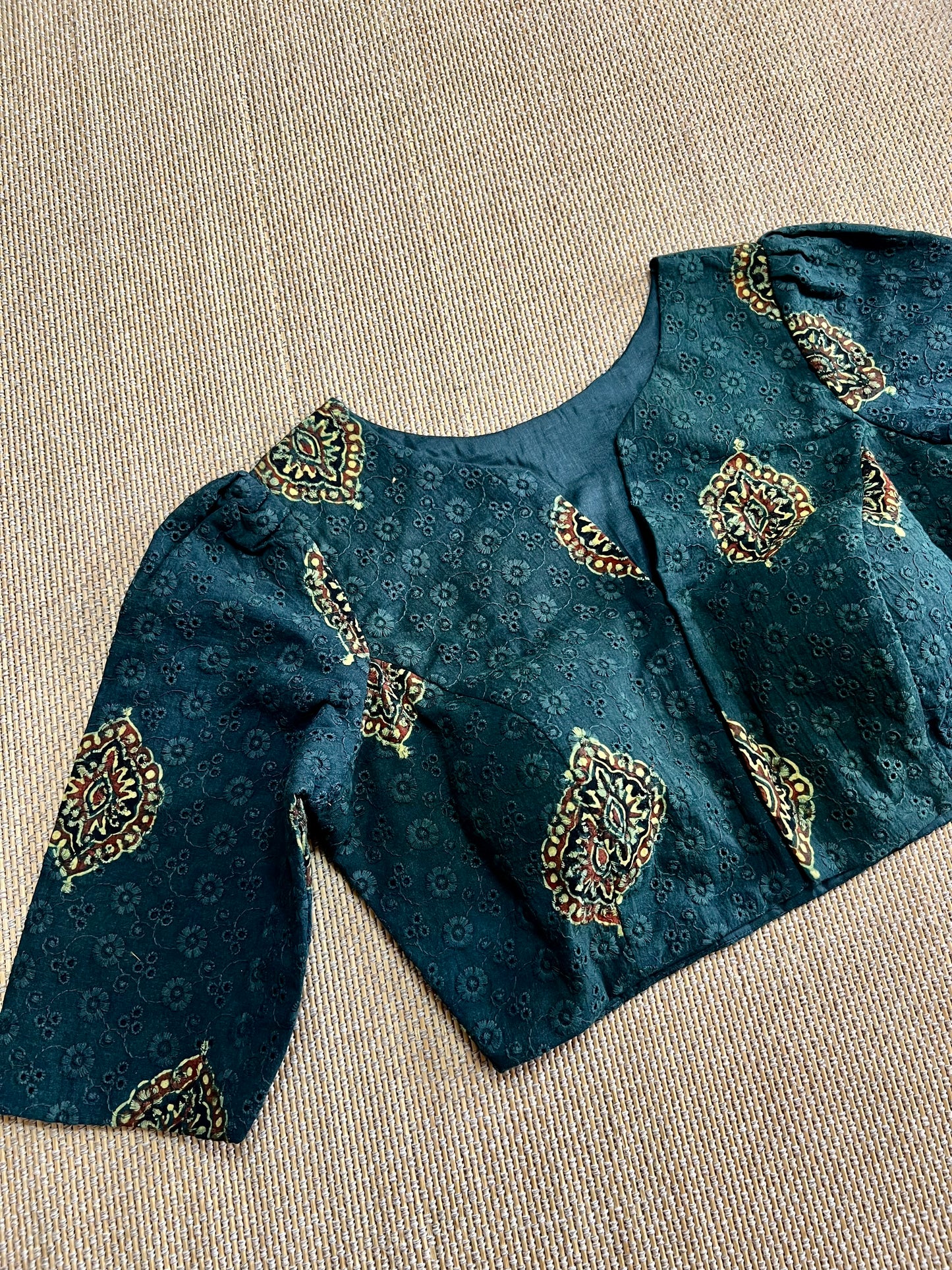 Hakoba cotton ajrakh ready made blouse