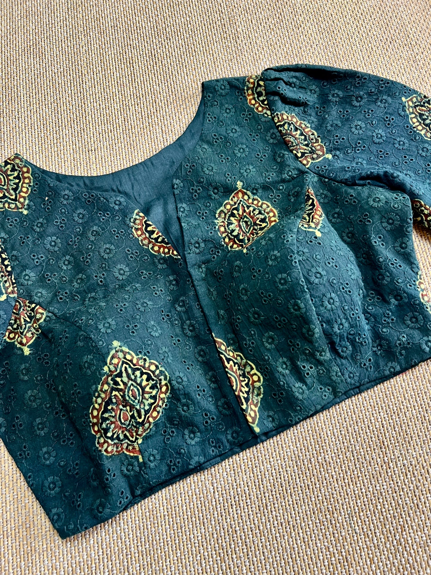 Hakoba cotton ajrakh ready made blouse