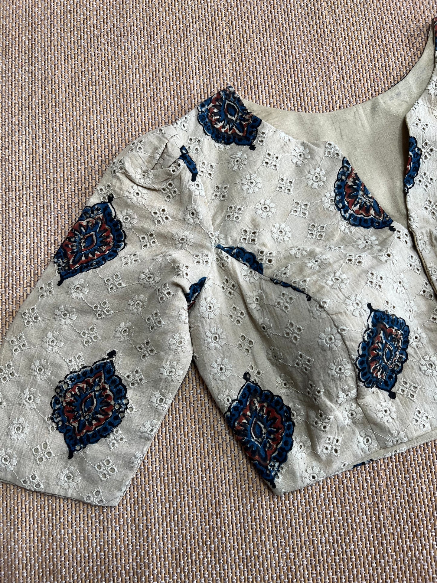Hakoba cotton ajrakh ready made blouse